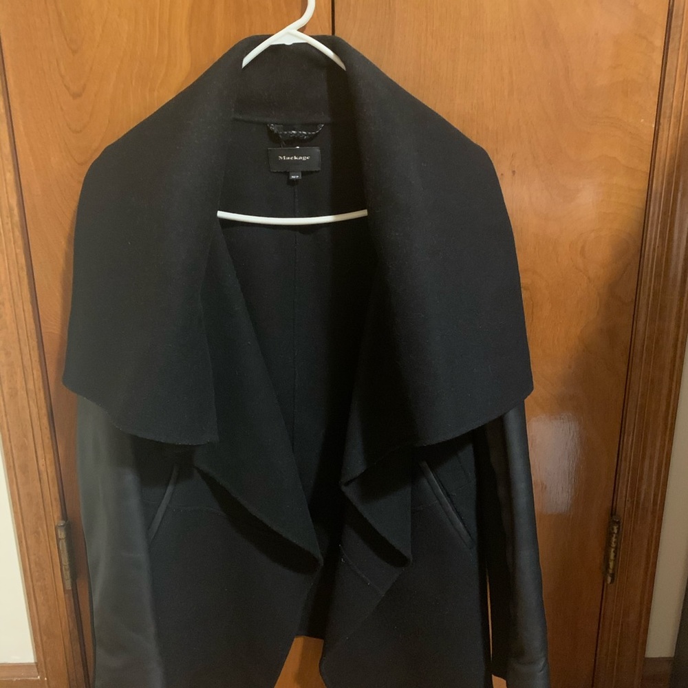 Mackage wool/leather combo coat